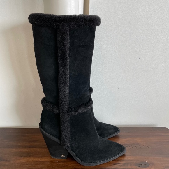 Size 6 Sam Edelman Isla Suede Faux Shearling Knee High Boots - Picture 4 of 9